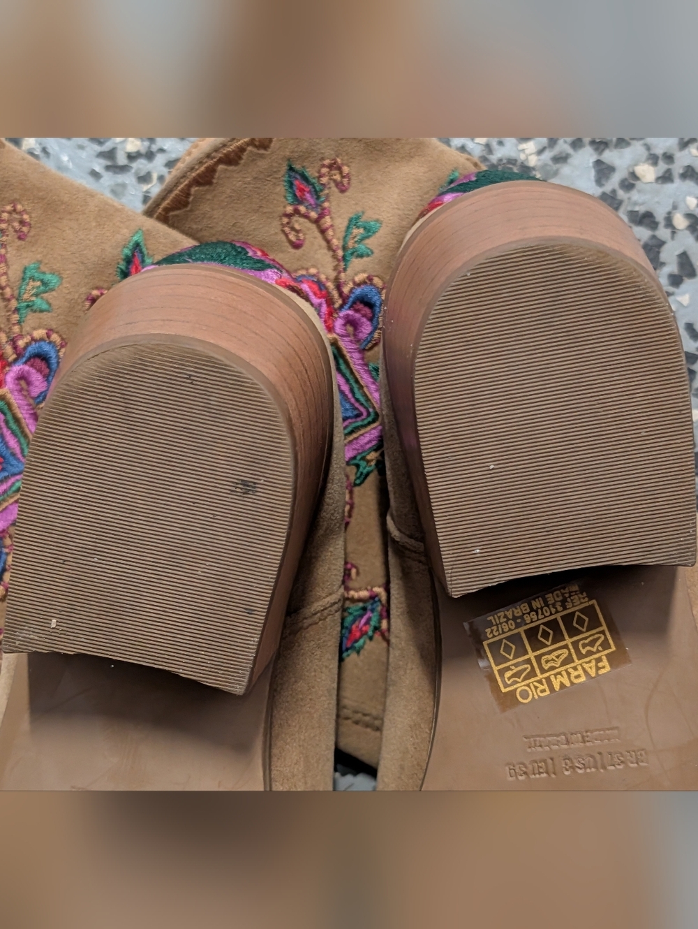 Farm Rio Marsala Boho Embroidered Ankle Western Leather Short Cowboy Boot Size 8 - Picture 11 of 11